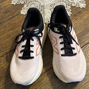 New Balance Women's Sneakers in Pink and Black with Orange Accents